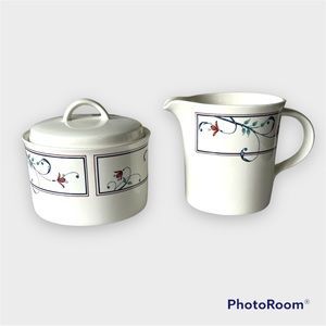 Vintage Mikasa Intaglio Annette Pattern Sugar Bowl and Creamer